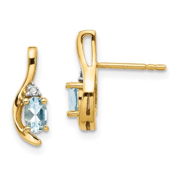 Kazi Luxury 14k Yellow Gold Aquamarine and Diamond Post Earrings,New Products : American Fashion Style Bags On Sale